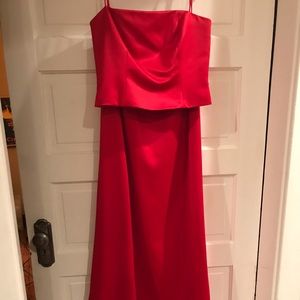 Red formal, dress. Size 8. Matching shoes, 8M.